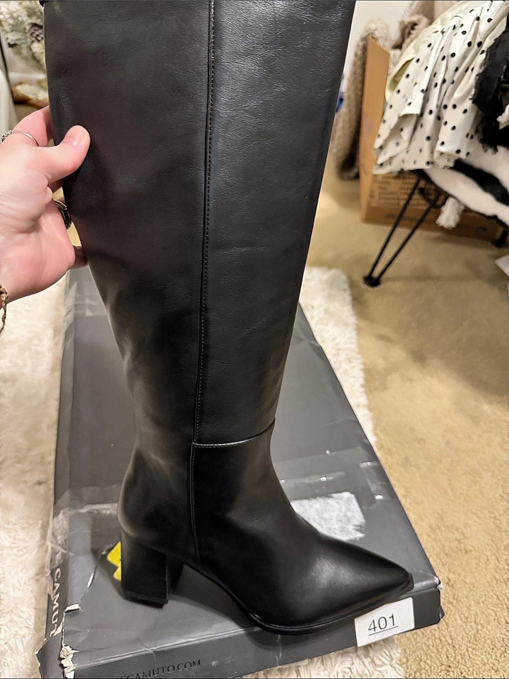 Vince Camuto Pavla Knee High Boot Black Pointed Toe